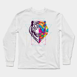 tiger-face-with-sacred-geometry-ornament design - Gifts Long Sleeve T-Shirt